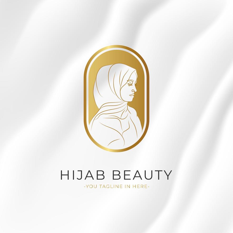 femminile hijab minimo logo modello design collezione vettore