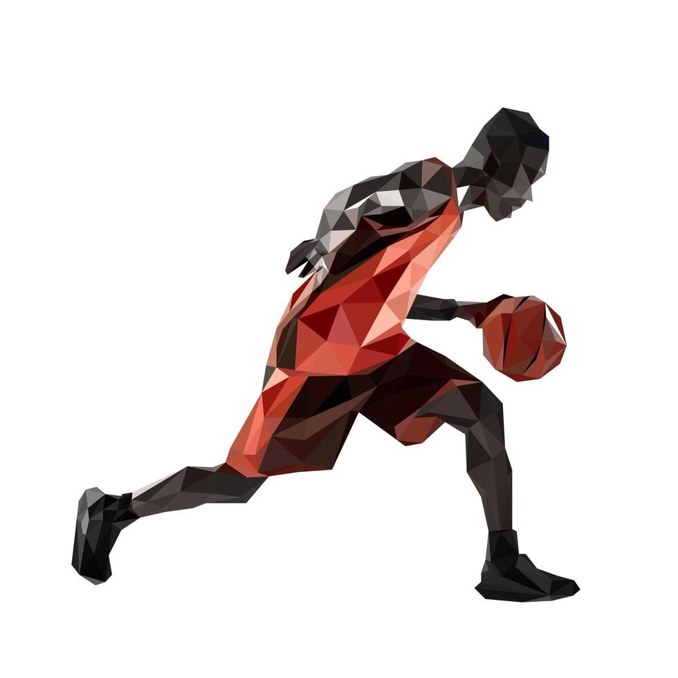 professionale pallacanestro giocatore nel abbigliamento sportivo con in movimento palla azione Basso poli vettore