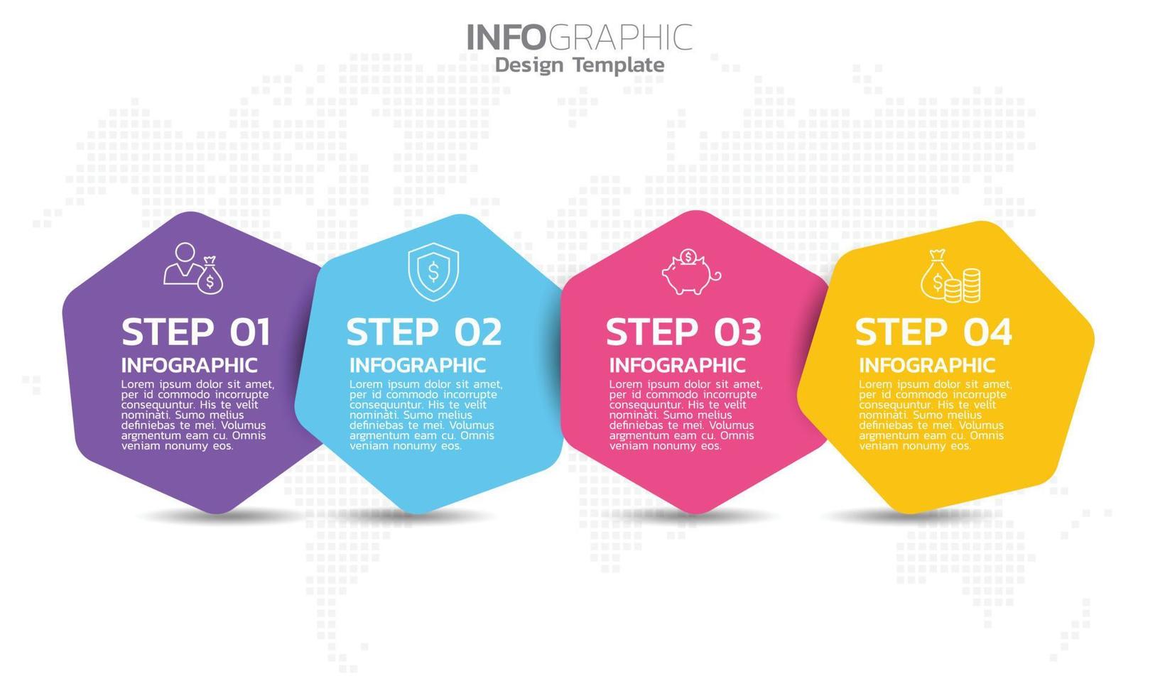 seo infografica 4 passaggi seo per contenuto, diagramma, diagramma di flusso, passaggi, parti, sequenza temporale, flusso di lavoro, grafico. vettore