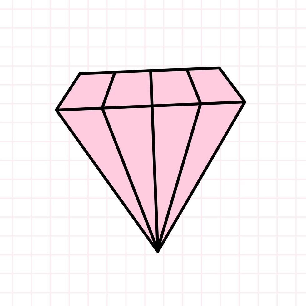 carino rosa diamante nel il stile di il anni 90. vettore disegnato a mano scarabocchio illustrazione isolato su bianca sfondo. nostalgia per il anni '90. Perfetto per carte, decorazioni, logo, adesivi.