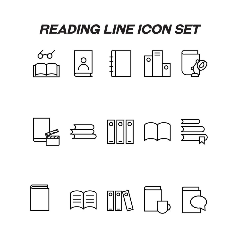 lettura e formazione scolastica concetto. moderno schema simboli adatto per ragnatela siti, annuncio, app, Internet pagine. linea icona impostato Compreso icone di bicchiere, lampada e tazza di libri vettore