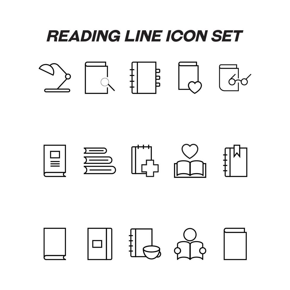 lettura e formazione scolastica concetto. moderno schema simboli adatto per ragnatela siti, annuncio, app, Internet pagine. linea icona impostato Compreso icone di lampada, libri, diari eccetera vettore