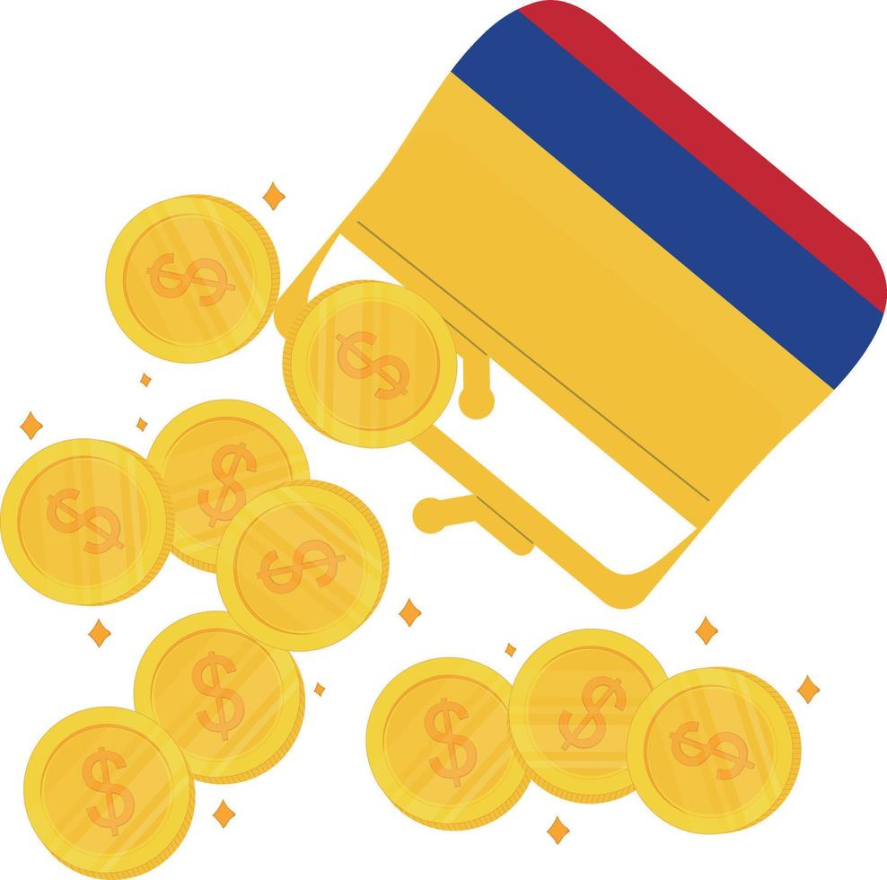 Colombia bandiera mano disegnato, colombiano peso mano disegnato vettore