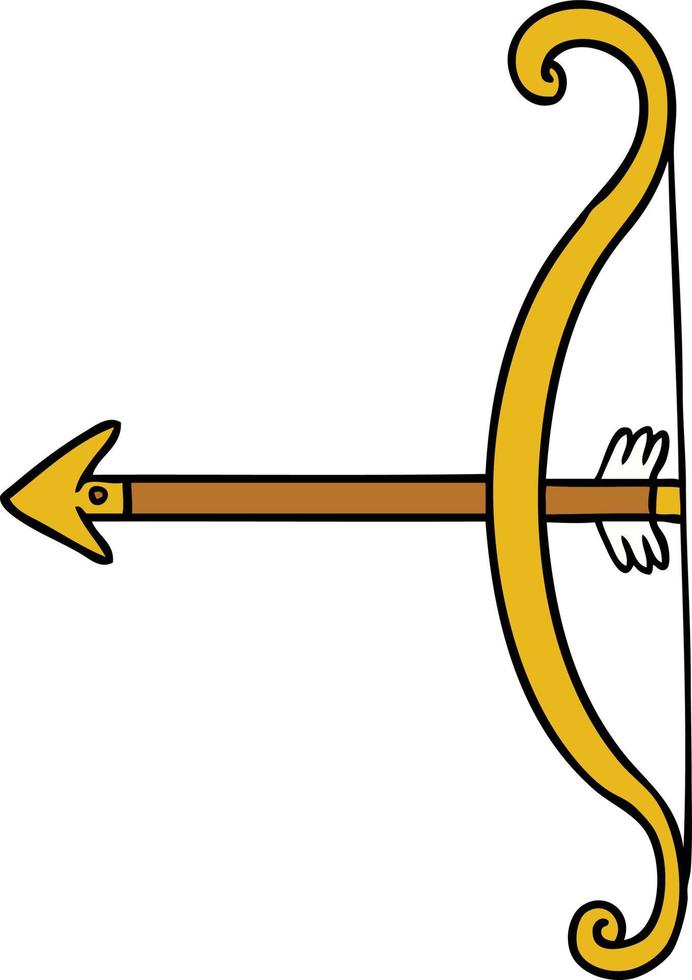 scarabocchio del fumetto di un arco e una freccia vettore