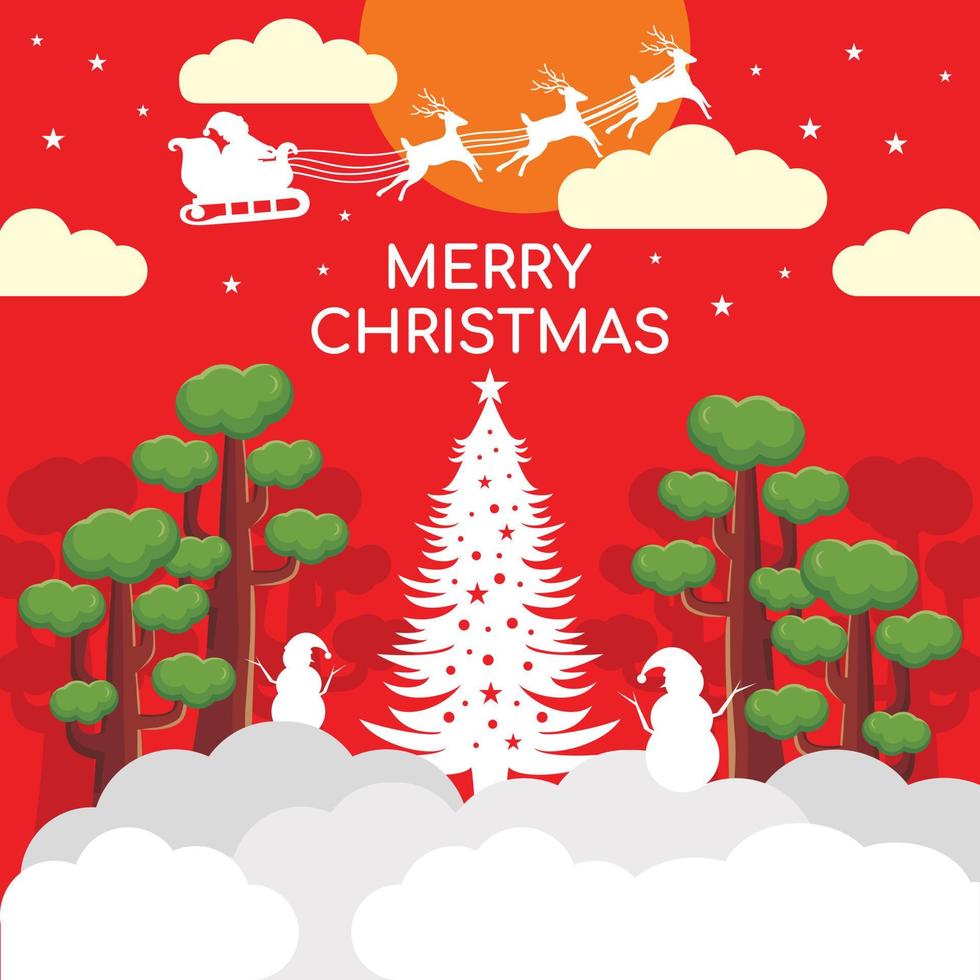 vettore illustrazione di un' Natale atmosfera con Santa Claus e pupazzo di neve