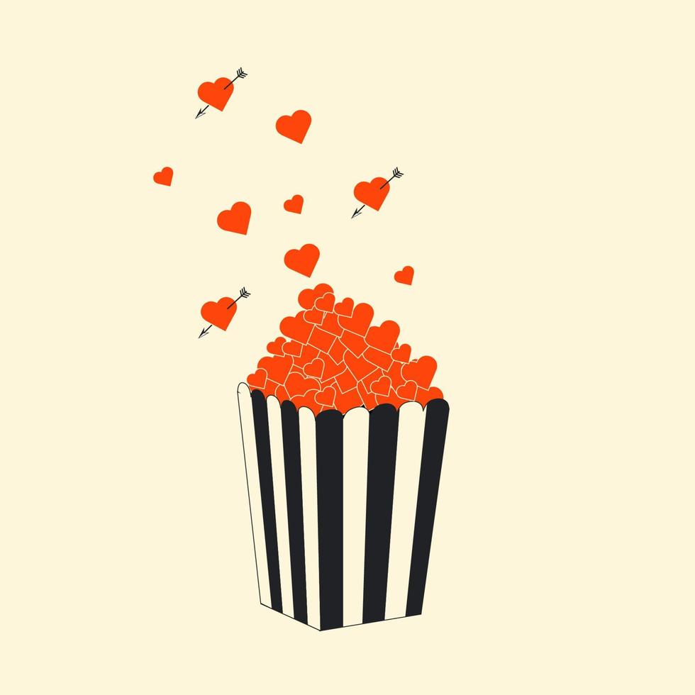 illustrazione di Popcorn a partire dal quale cuori fuori. romantico film immagini. vettore