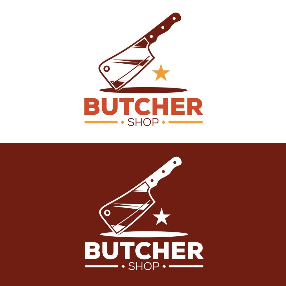 macellaio negozio logo modello, coltello vettore design