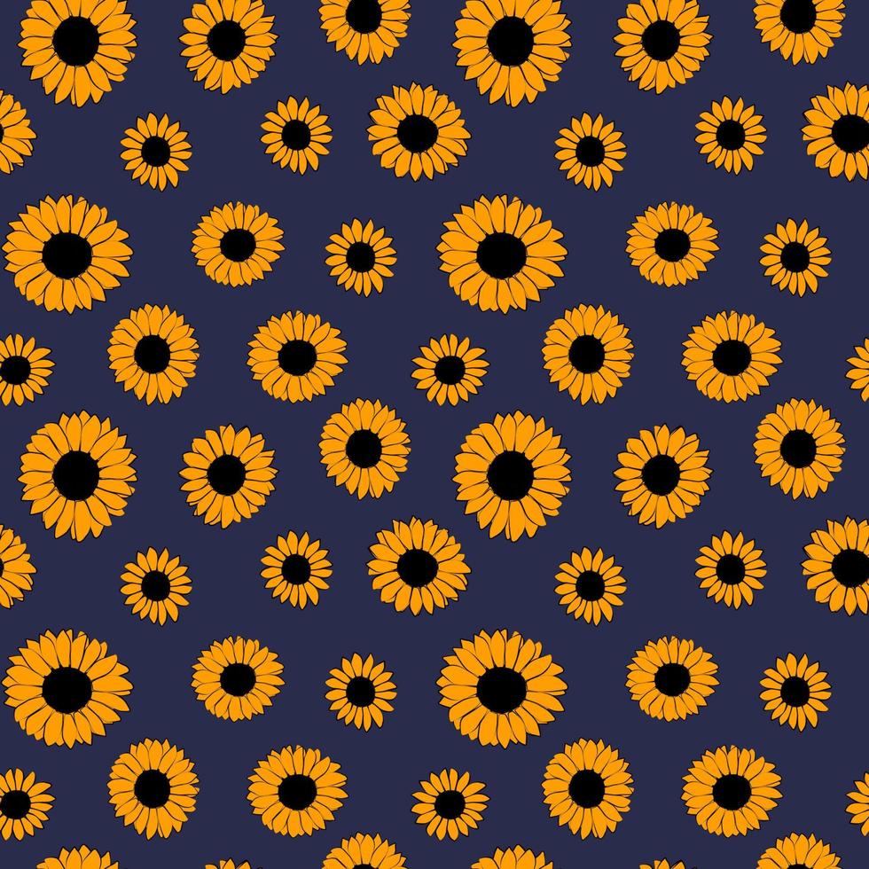 girasole fiore senza soluzione di continuità vettore modello isolato su Marina Militare blu sfondo. design per uso tessile tutti al di sopra di tessuto involucro carta e altri.