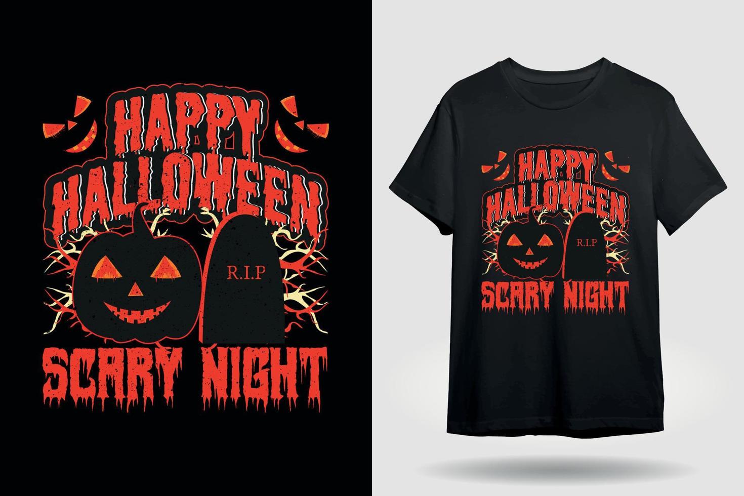 Hallowen pauroso notte t camicia design vettore