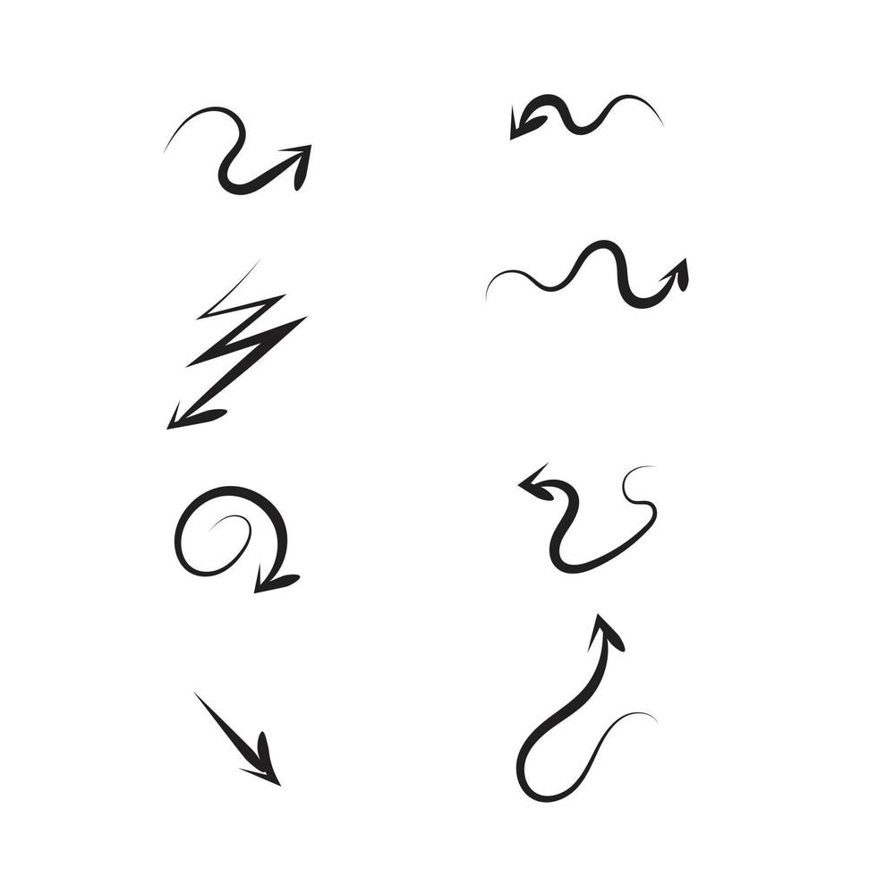 raccolta nera di teste di freccia di doodle disegnato a mano vettore