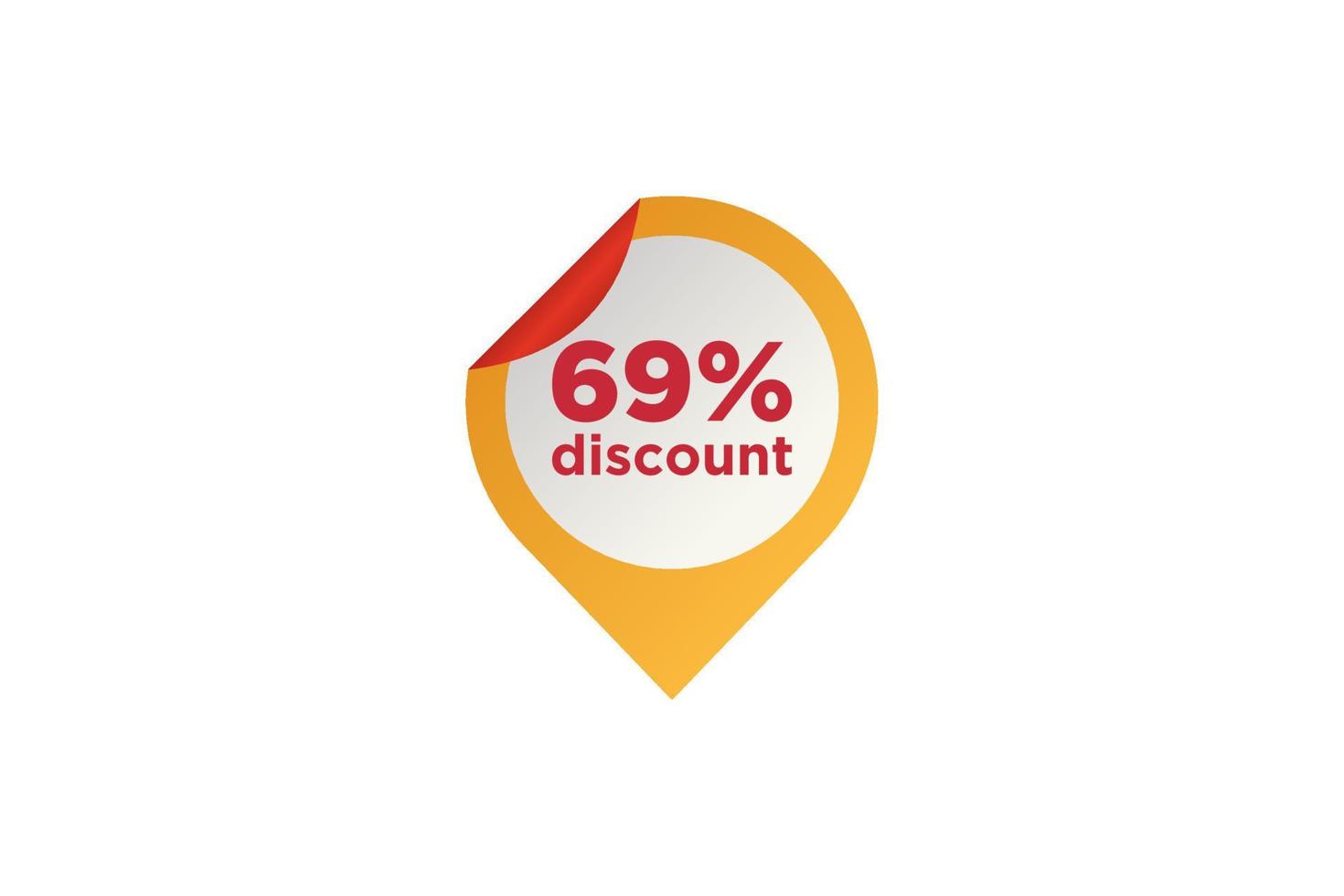 69 sconto, i saldi vettore badge per etichette, , adesivi, striscioni, tag, ragnatela adesivi, nuovo offerta. sconto origami cartello striscione.