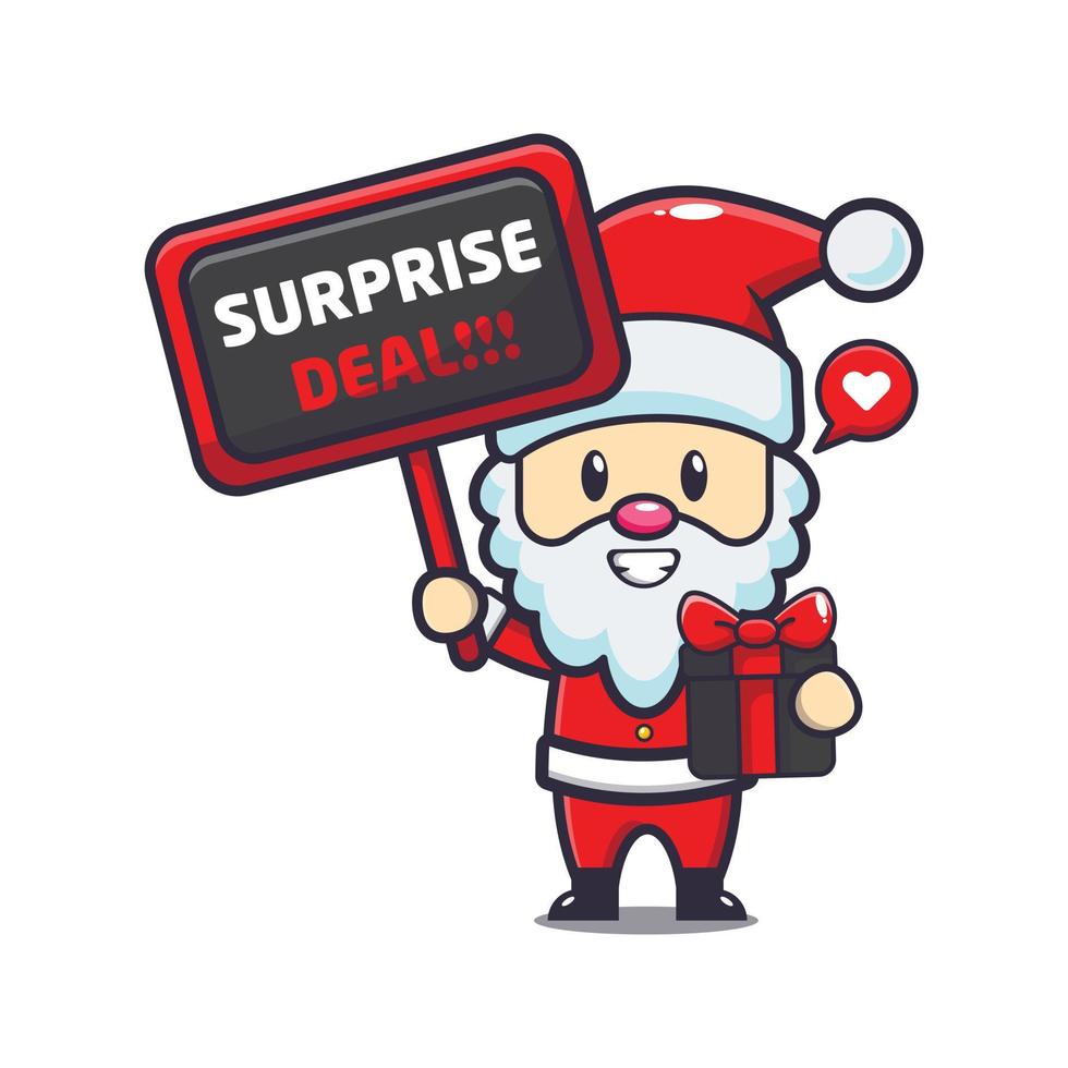 carino Santa Claus nel nero Venerdì vendita cartone animato portafortuna illustrazione vettore