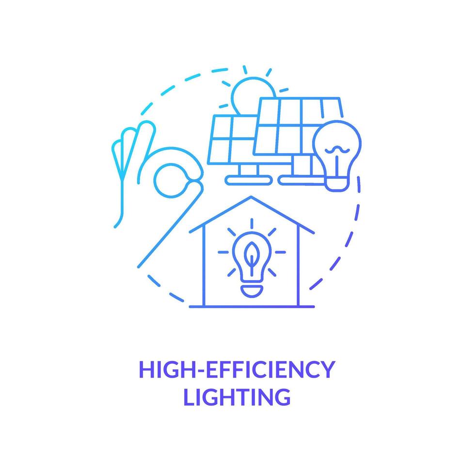 alto efficienza illuminazione blu pendenza concetto icona. solare energia pannelli. azienda agricola energia efficienza astratto idea magro linea illustrazione. isolato schema disegno. vettore