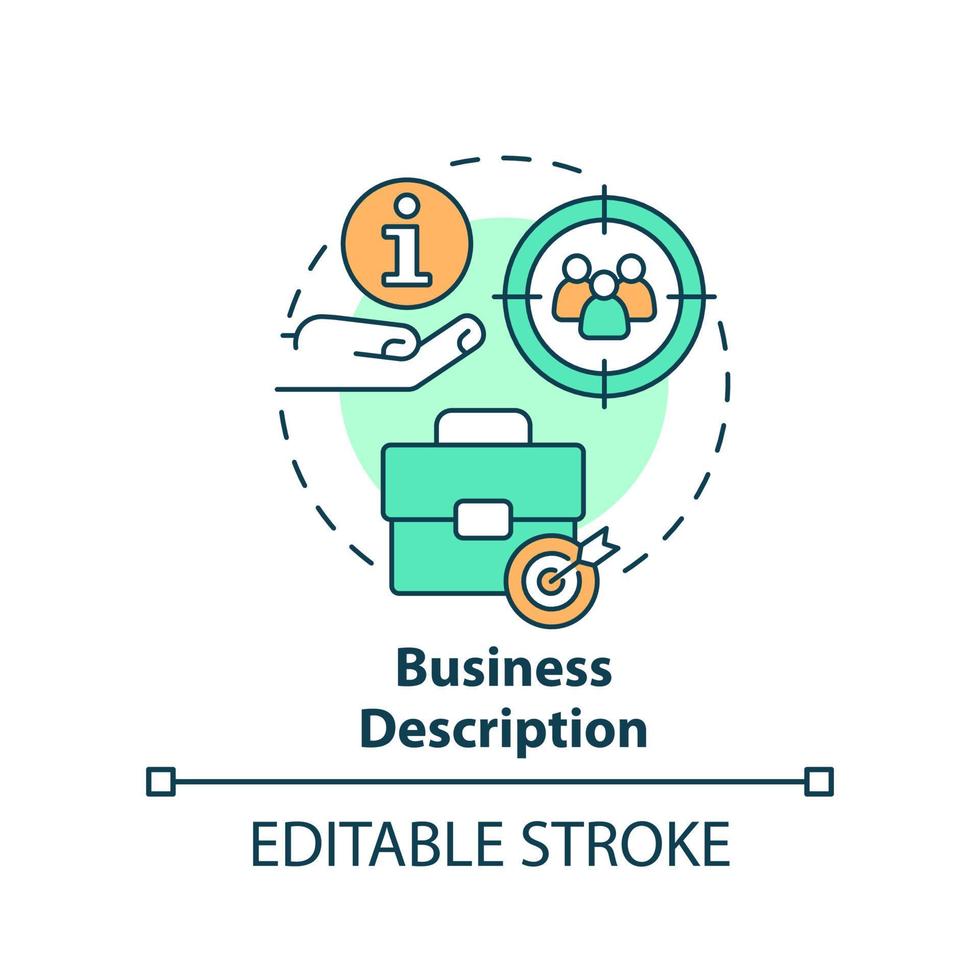 attività commerciale descrizione concetto icona. impresa dati. vantaggio di commerciale pianificazione astratto idea magro linea illustrazione. isolato schema disegno. modificabile ictus. vettore