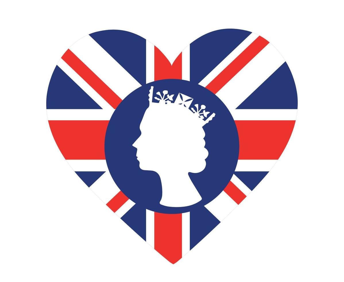 Elisabetta Regina viso bianca con Britannico unito regno bandiera nazionale Europa emblema cuore icona vettore illustrazione astratto design elemento