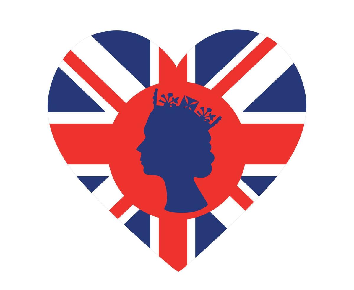 Elisabetta Regina viso blu con Britannico unito regno bandiera nazionale Europa emblema cuore icona vettore illustrazione astratto design elemento