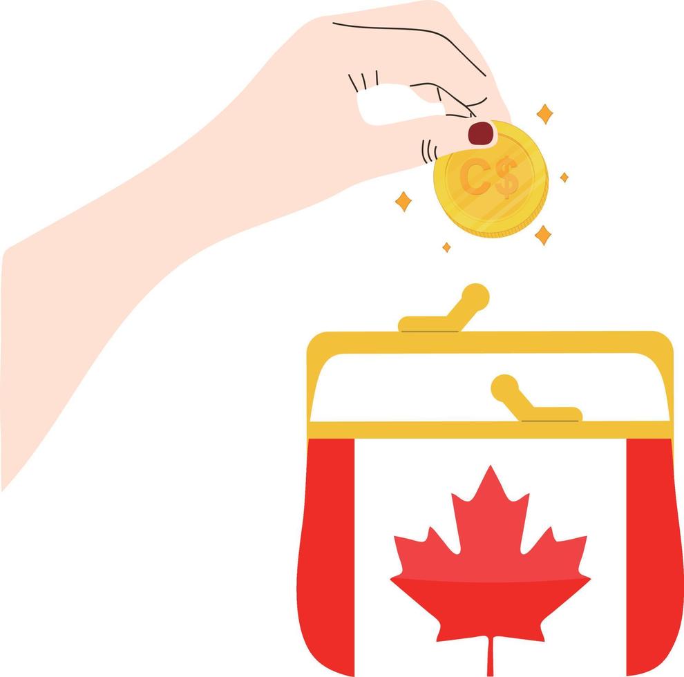 canadese bandiera mano disegnato, canadese dollaro mano disegnato vettore
