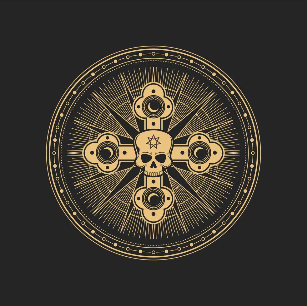esoterico occulto vettore simbolo cranio dentro attraversare