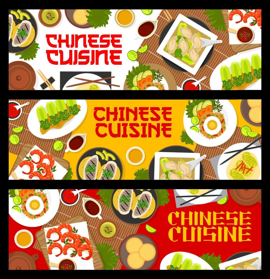 Cinese cucina pasti banner per asiatico ristorante vettore