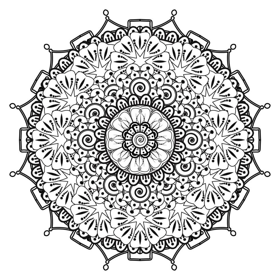 motivo circolare a forma di mandala per henné, mehndi, tatuaggio, decorazione. ornamento decorativo in stile etnico orientale. pagina del libro da colorare. vettore