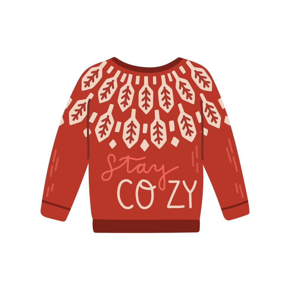 Natale a maglia maglione con inverno citazione per carte e adesivi isolato vettore illustrazione