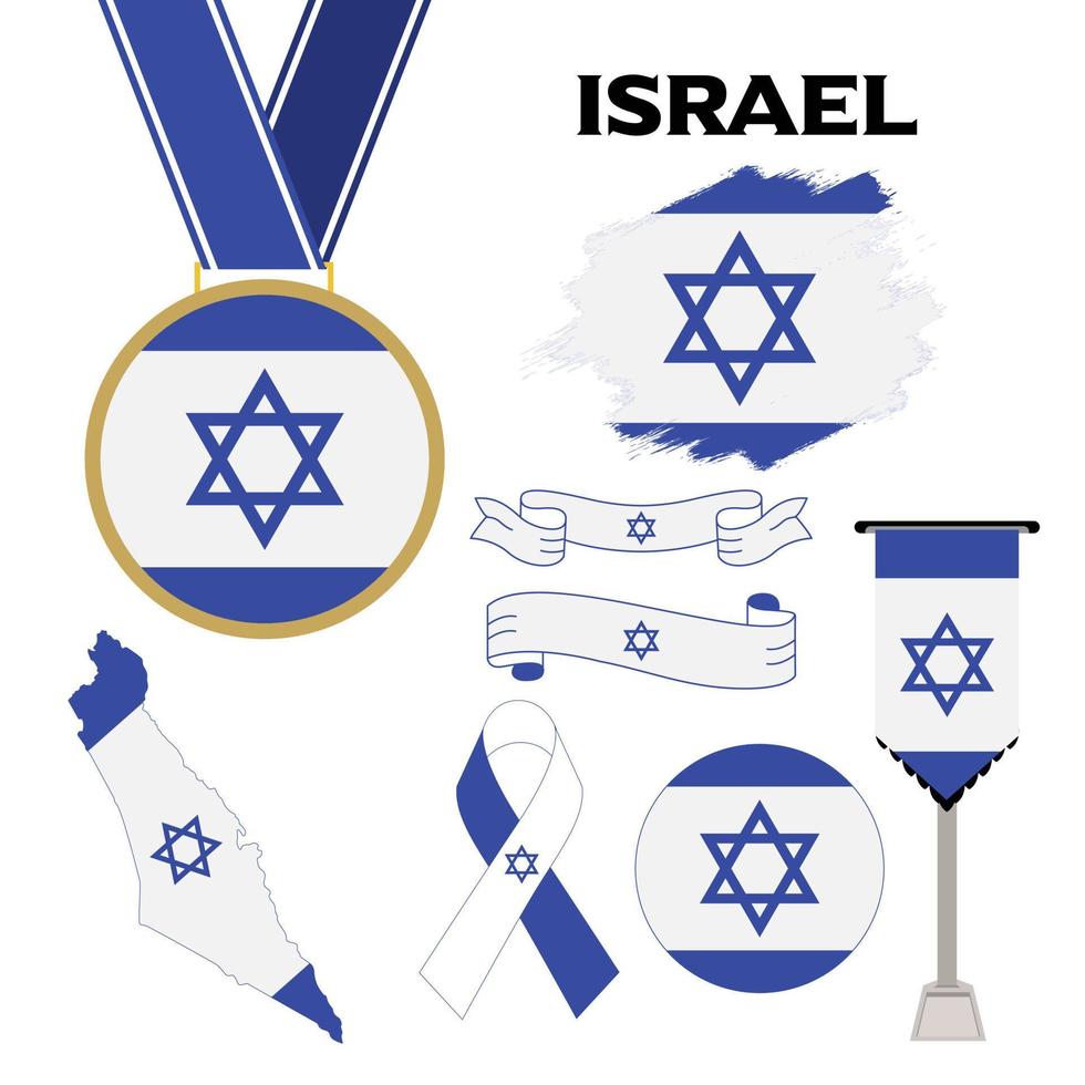 elementi collezione con il bandiera di Israele design modello vettore