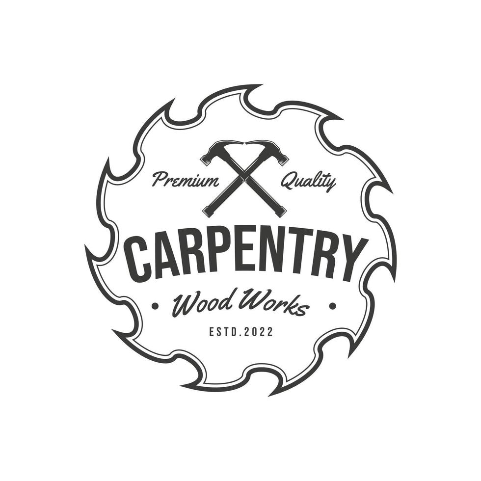 Vintage ▾ carpenteria logo. retrò stile legna emblema, segheria per carpenteria, falegname, boscaiolo, distintivo, design elemento, logotipo modello. vettore illustrazione