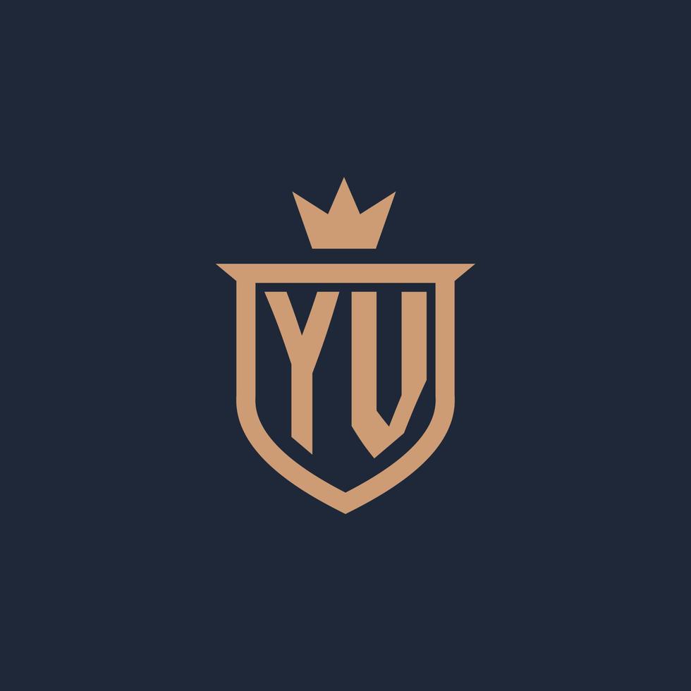 yv monogramma iniziale logo con scudo e corona stile vettore