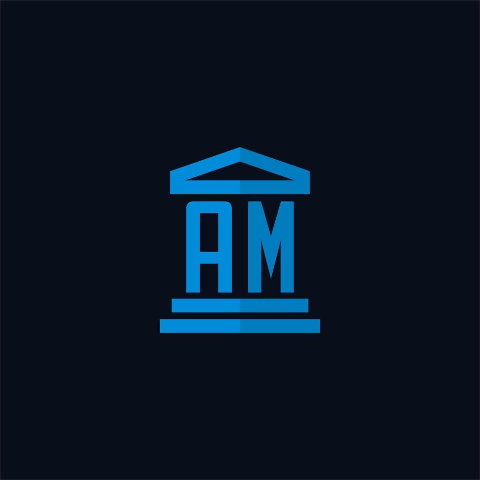 am iniziale logo monogramma con semplice palazzo di giustizia edificio icona design vettore