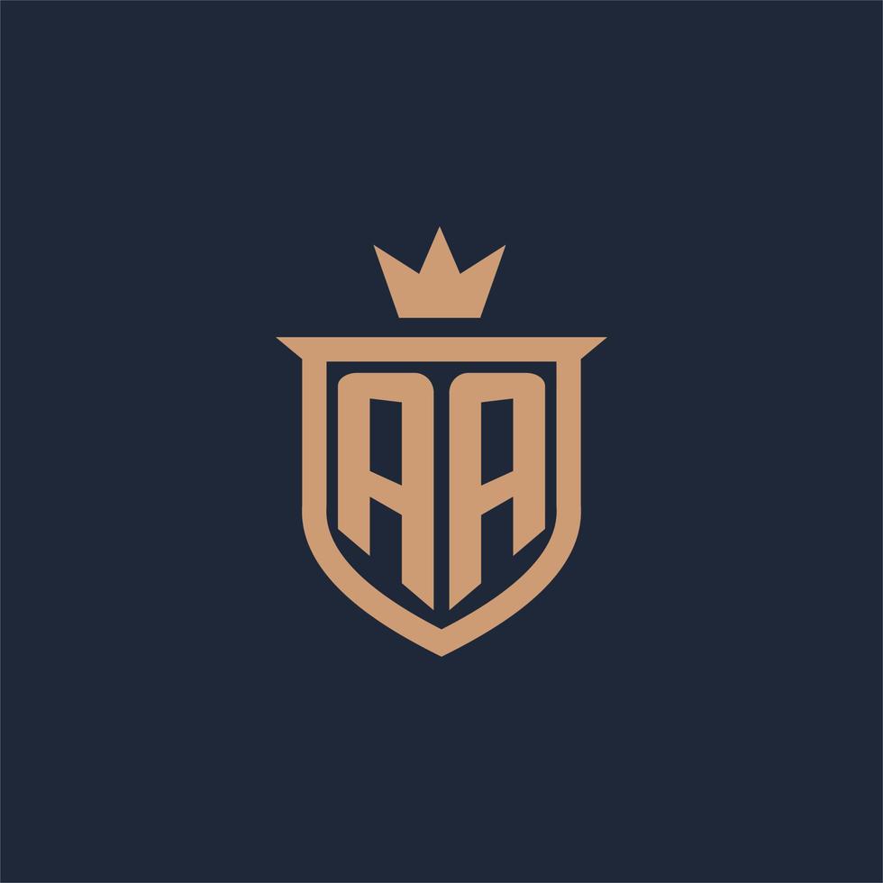aa monogramma iniziale logo con scudo e corona stile vettore