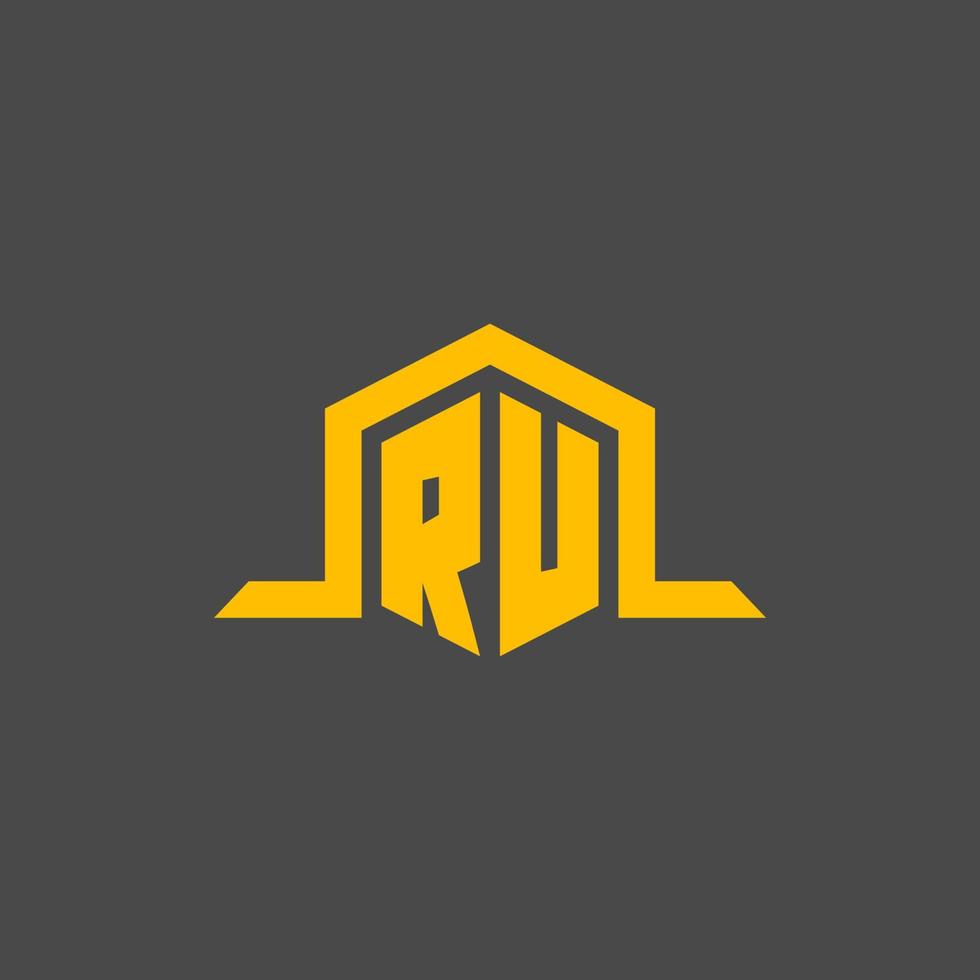 ru monogramma iniziale logo con esagono stile design vettore