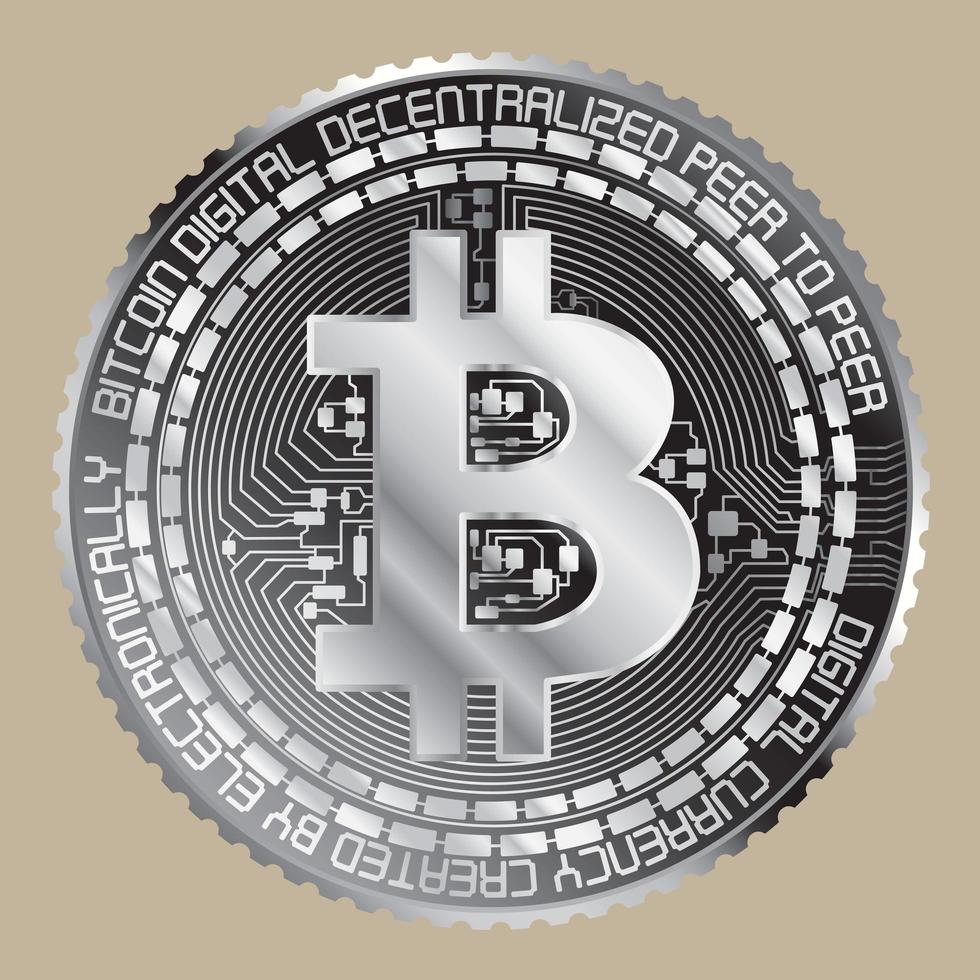 icona bitcoin d'argento vettore