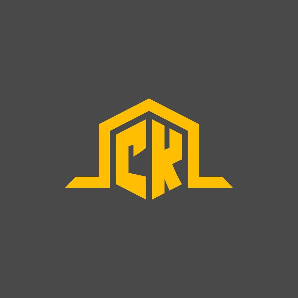 ck monogramma iniziale logo con esagono stile design vettore