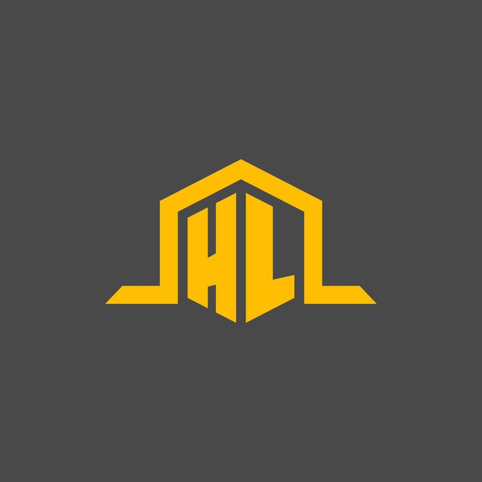 hl monogramma iniziale logo con esagono stile design vettore