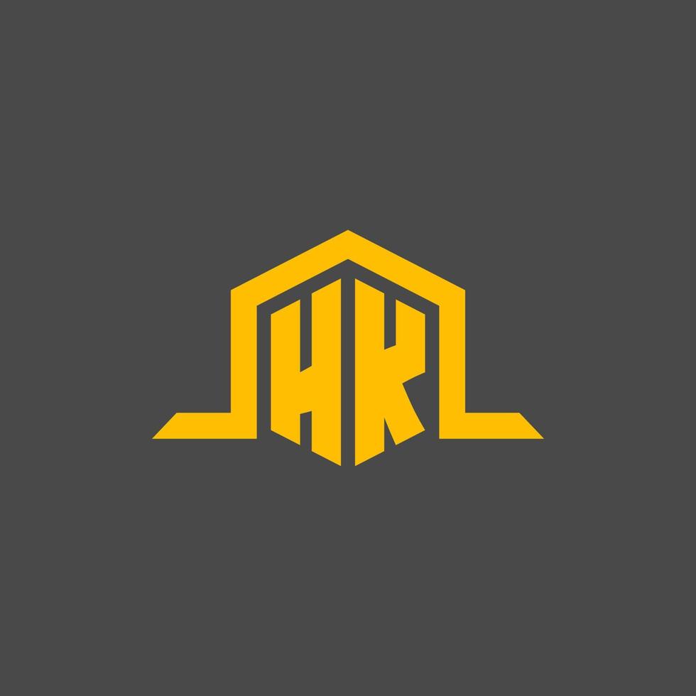 HK monogramma iniziale logo con esagono stile design vettore