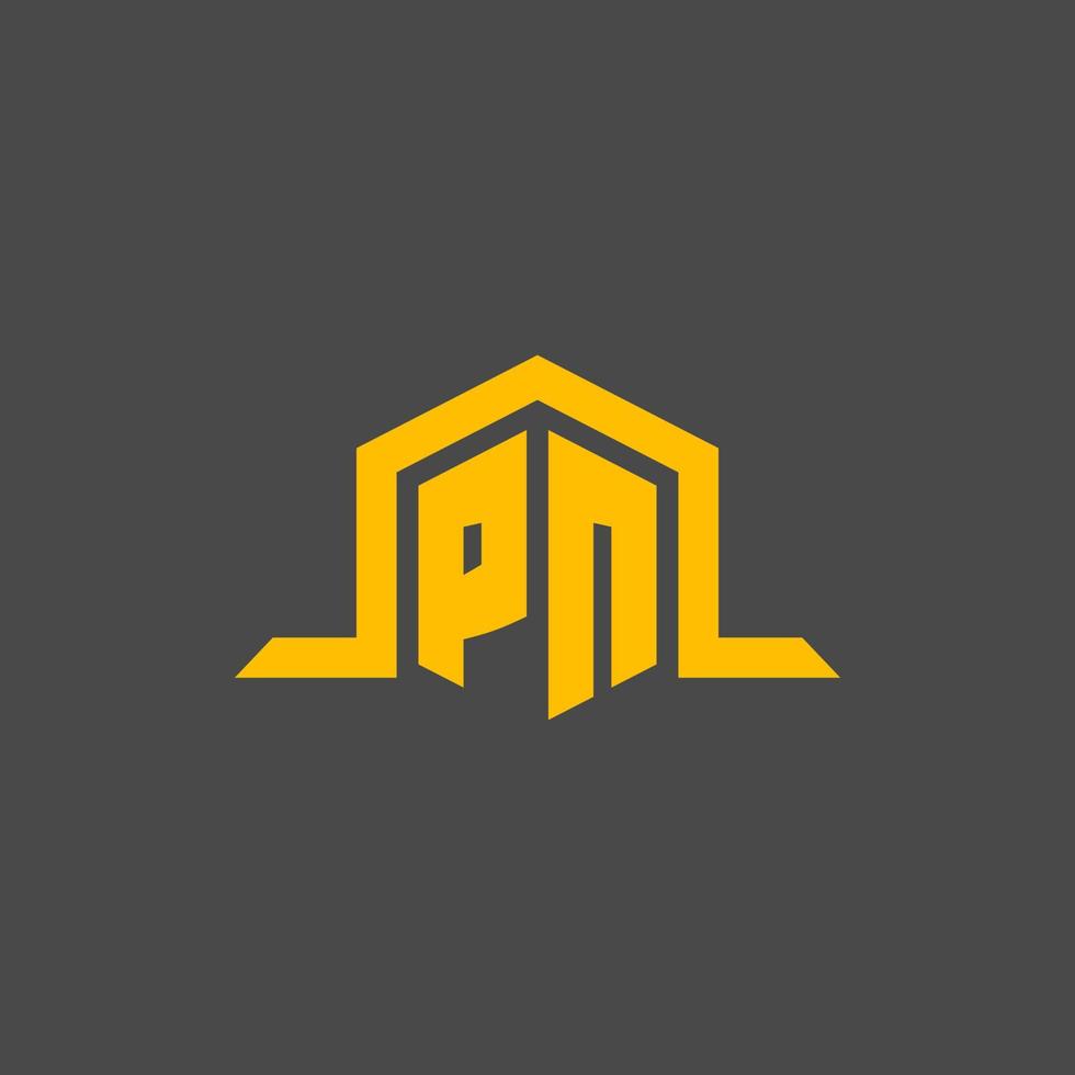pn monogramma iniziale logo con esagono stile design vettore