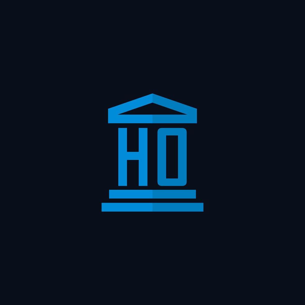 ho iniziale logo monogramma con semplice palazzo di giustizia edificio icona design vettore