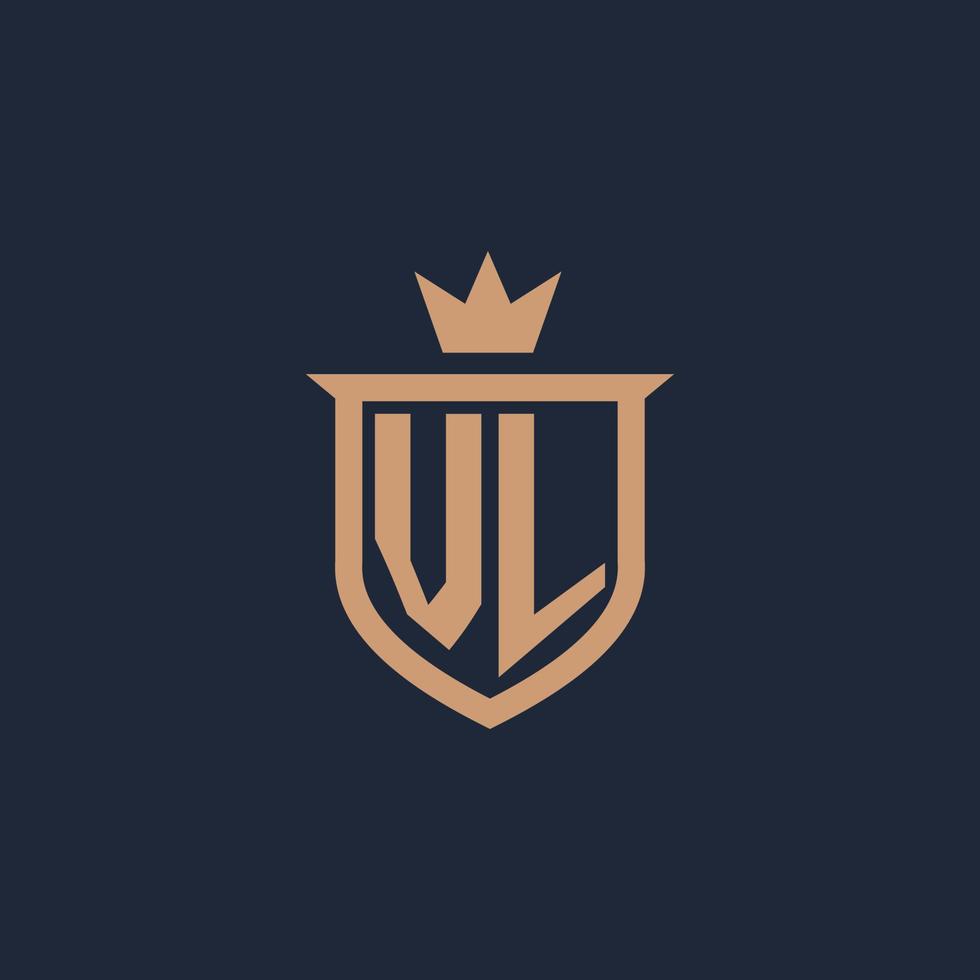 vl monogramma iniziale logo con scudo e corona stile vettore
