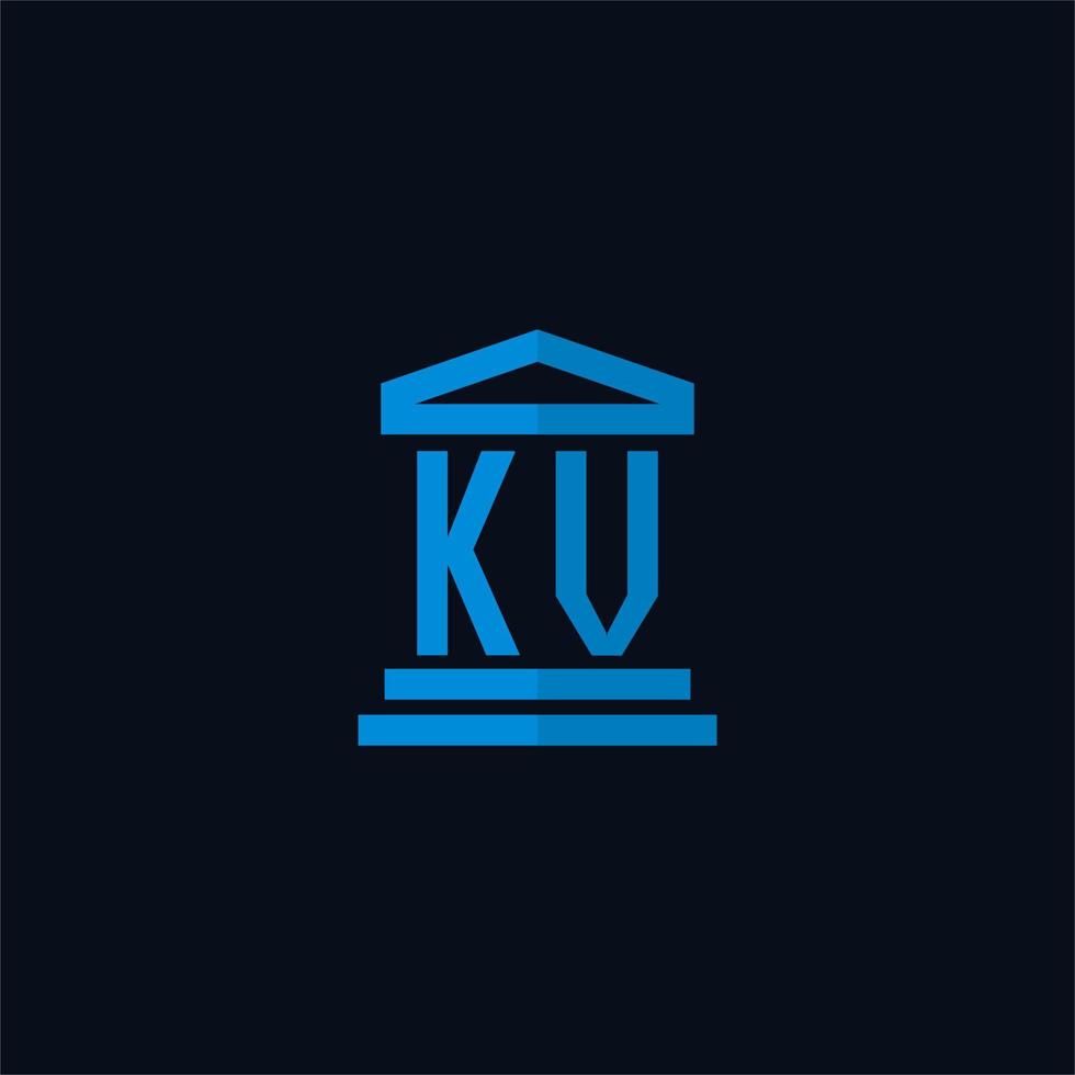 kv iniziale logo monogramma con semplice palazzo di giustizia edificio icona design vettore
