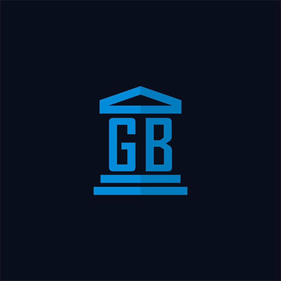 gb iniziale logo monogramma con semplice palazzo di giustizia edificio icona design vettore