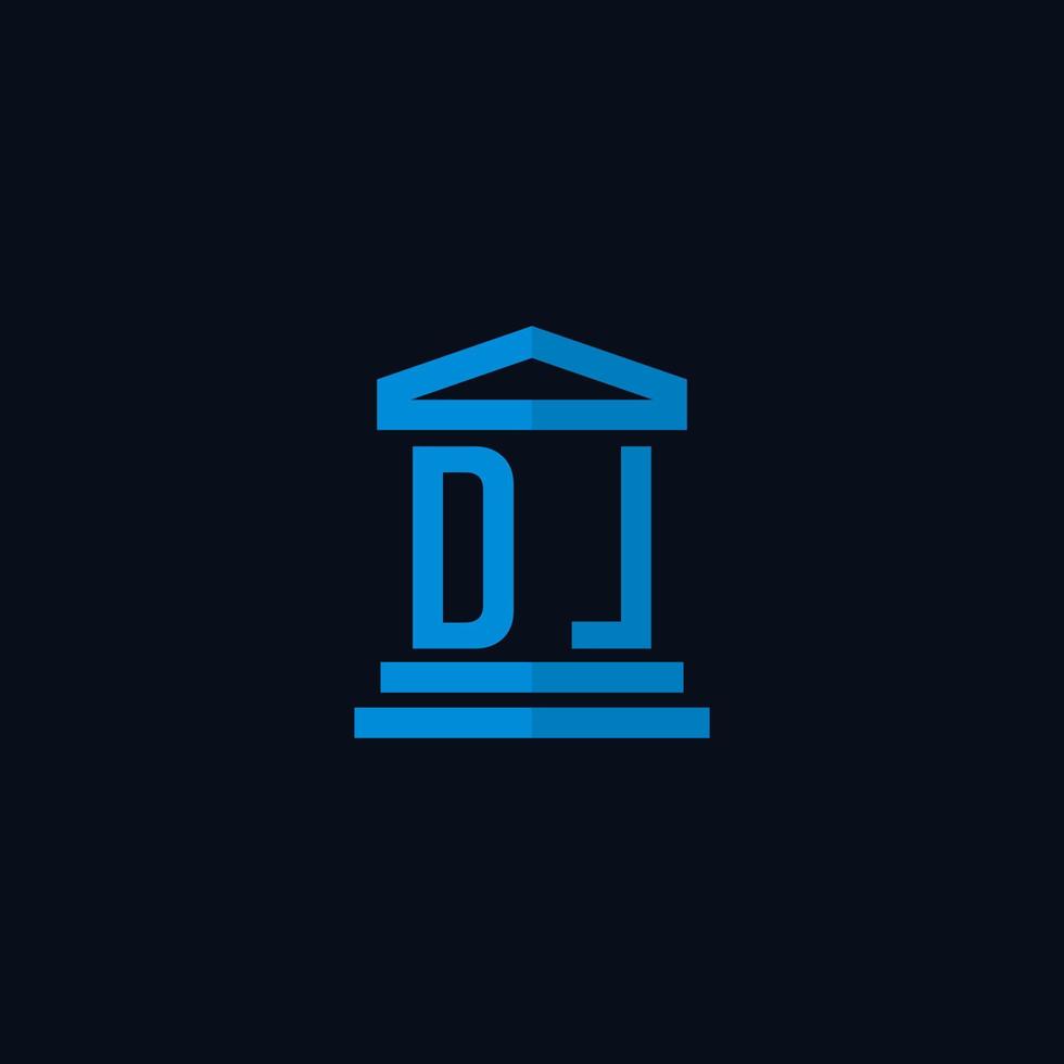 dl iniziale logo monogramma con semplice palazzo di giustizia edificio icona design vettore