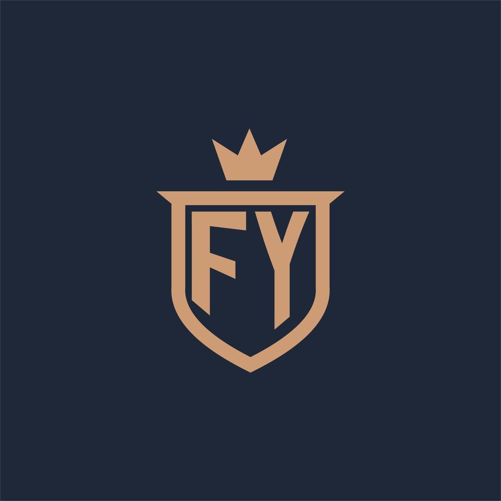 fy monogramma iniziale logo con scudo e corona stile vettore