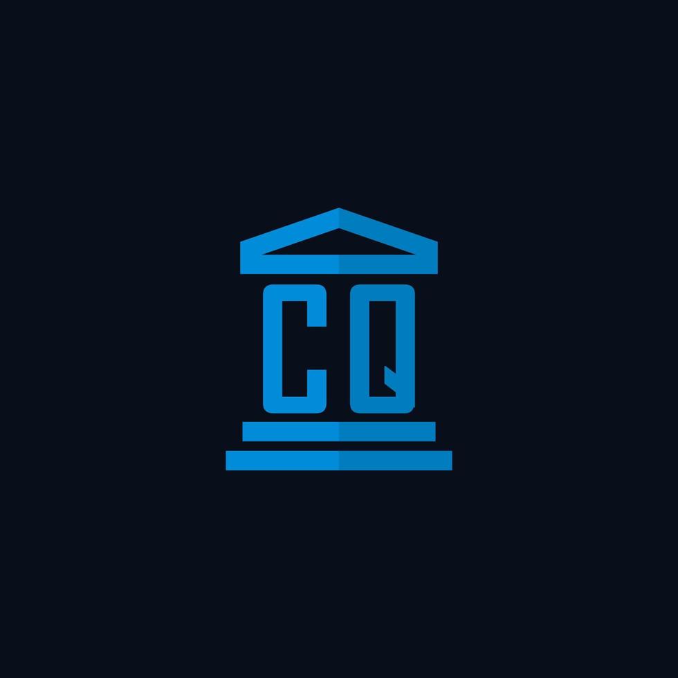 cq iniziale logo monogramma con semplice palazzo di giustizia edificio icona design vettore