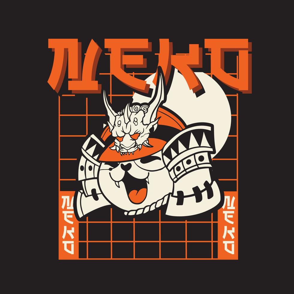 divertente vettore illustrazione di gatto come un' samurai , esso può essere uso per camicia design o manifesto