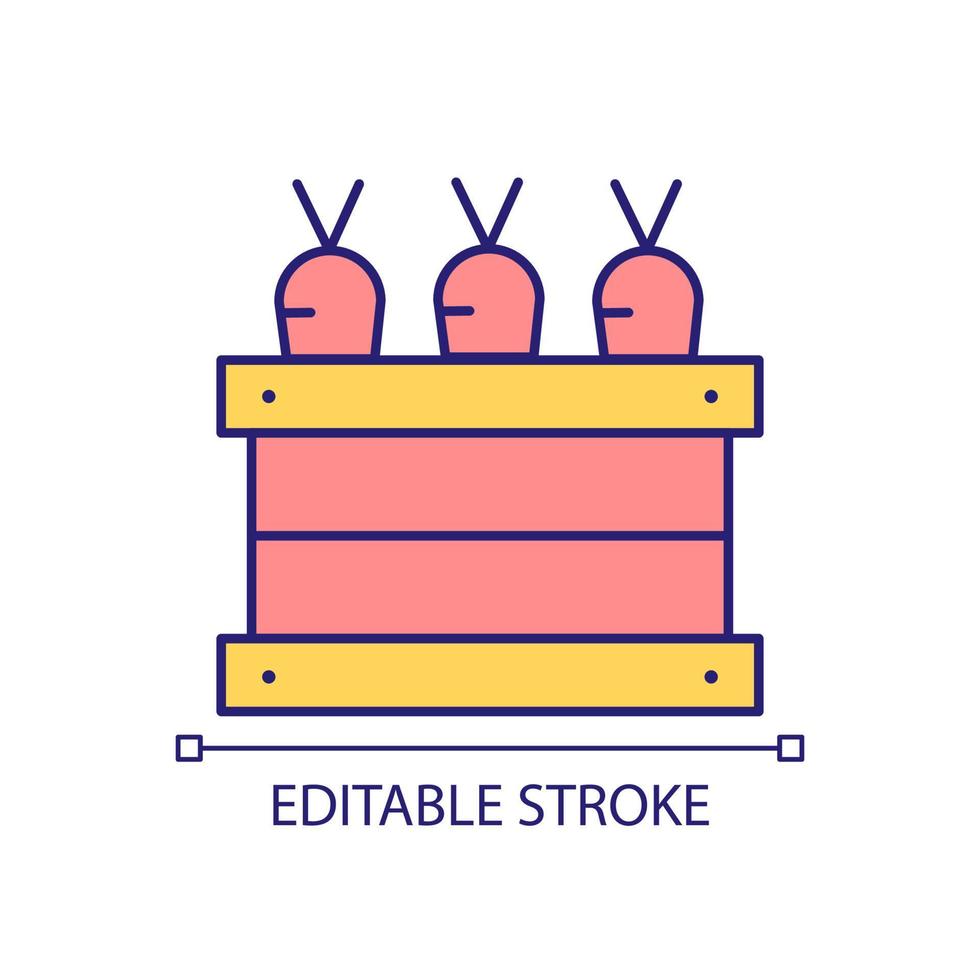 sollevato letto per impianti rgb colore icona. in crescita carote. agricoltura e agricoltura. orticolo la pratica. isolato vettore illustrazione. semplice pieno linea disegno. modificabile ictus.