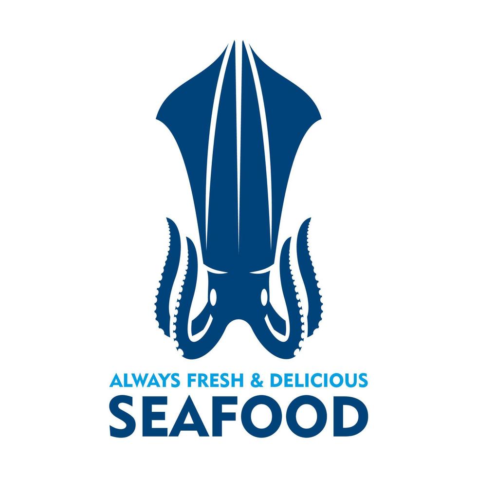 fresco e delizioso frutti di mare icona con blu calamaro vettore