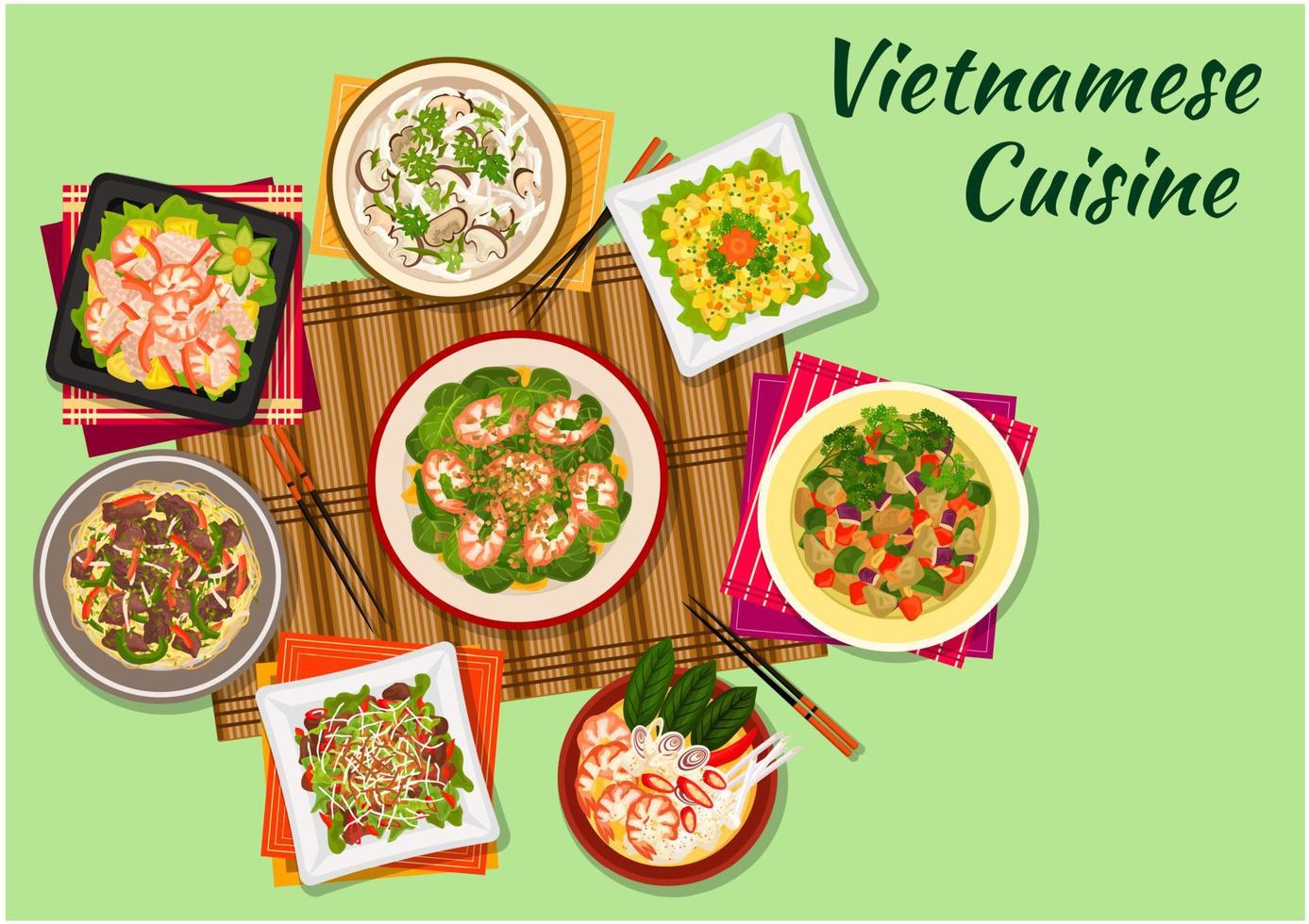 vietnamita cucina orientale piatti icona vettore