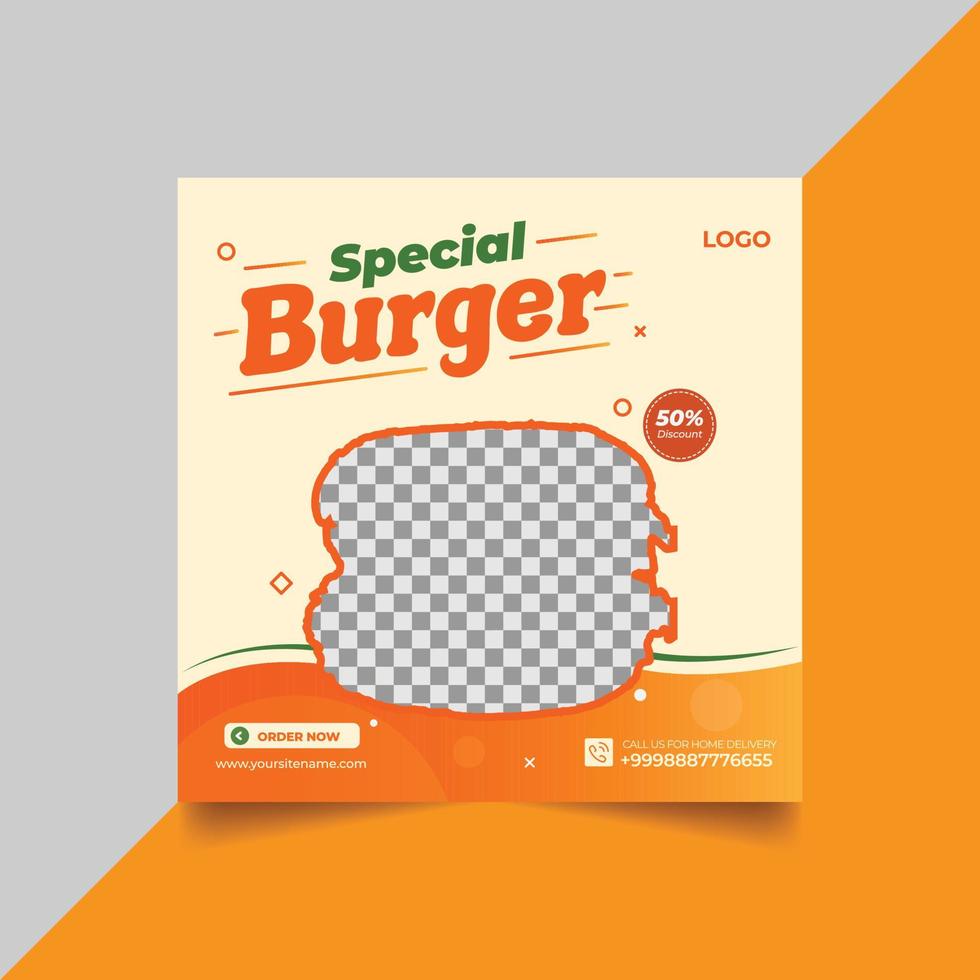 speciale hamburger servizio sociale media inviare design vettore