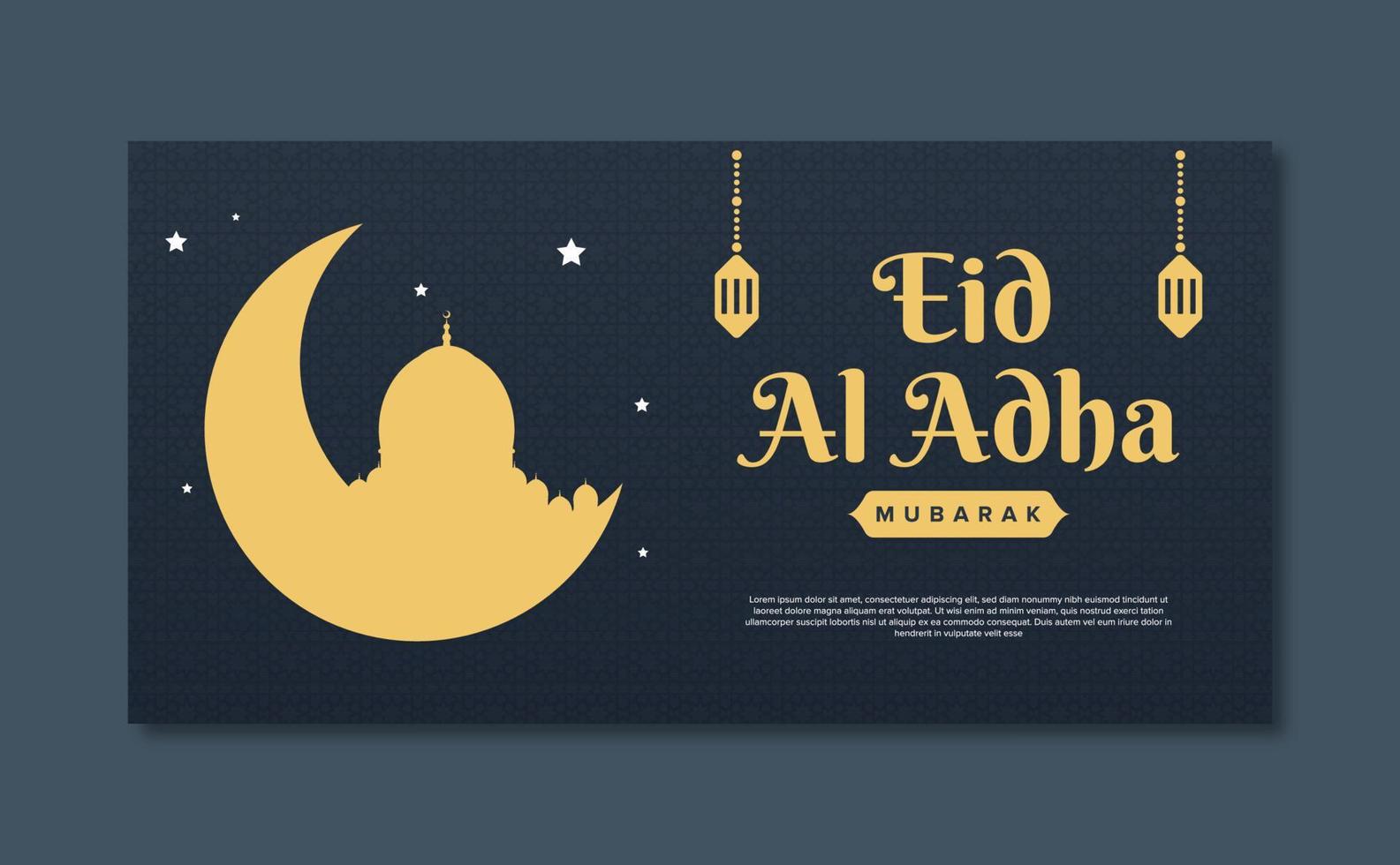 eid al adha design bandiera islamico decorativo vettore