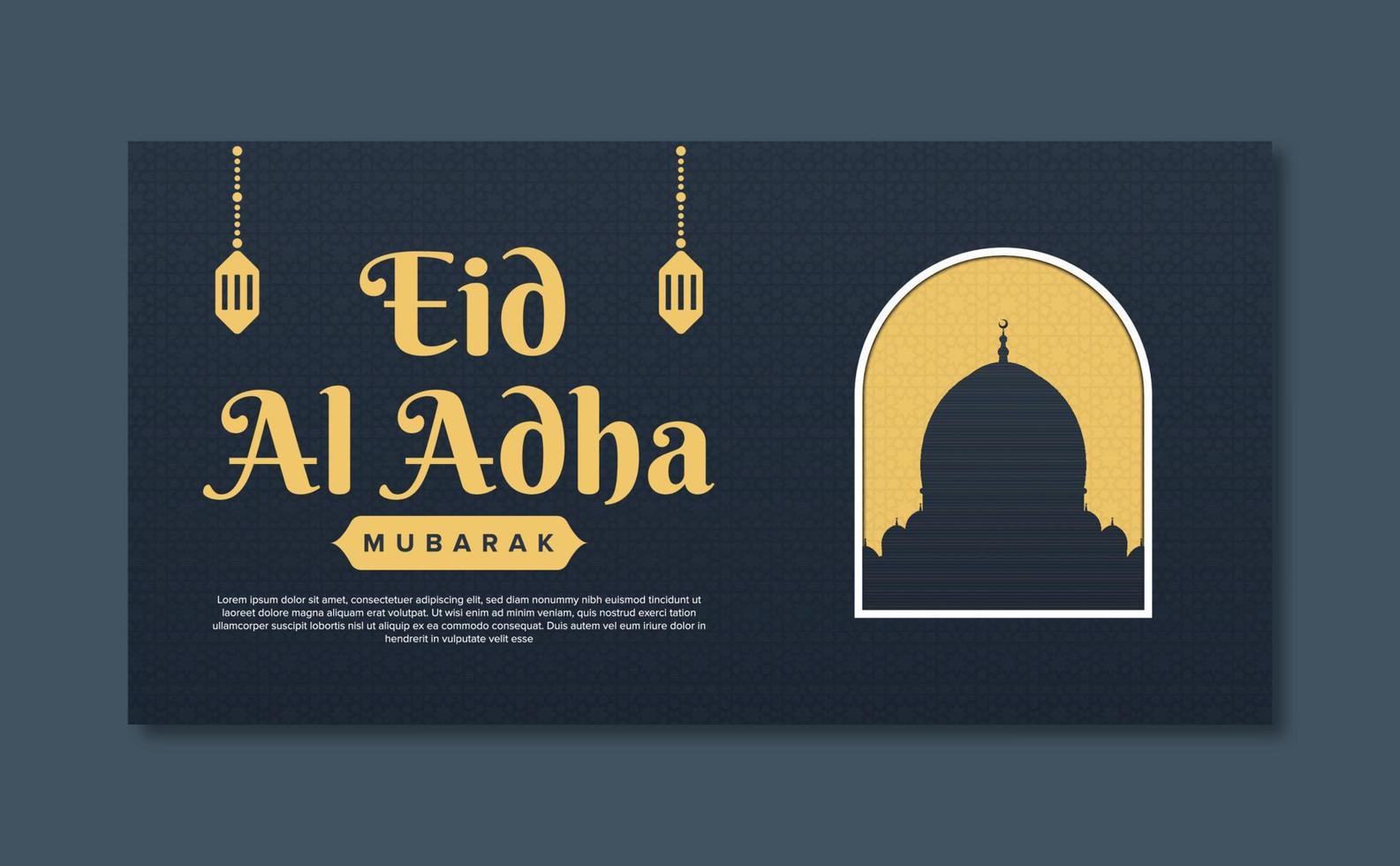 eid al adha mubarak bandiera islamico decorativo design vettore